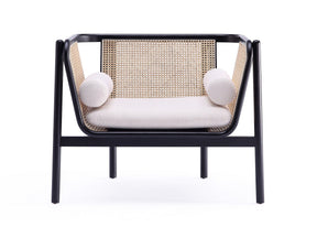 Versailles Accent Chair in Black, Natural Cane and Cream by Manhattan Comfort at Eve Furniture
