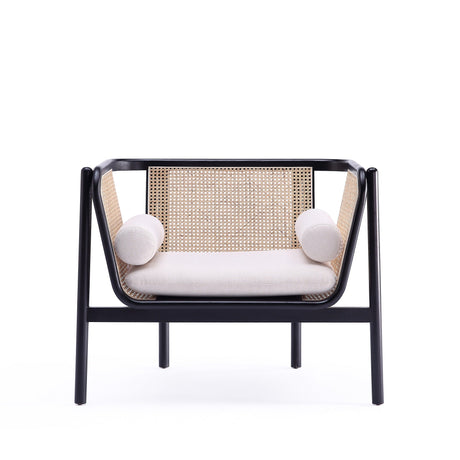 Versailles Accent Chair in Black, Natural Cane and Cream (set of 2) by Manhattan Comfort at Eve Furniture
