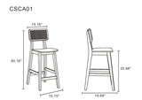 Versailles Counter Stool in Black and Natural Cane by Manhattan Comfort at Eve Furniture