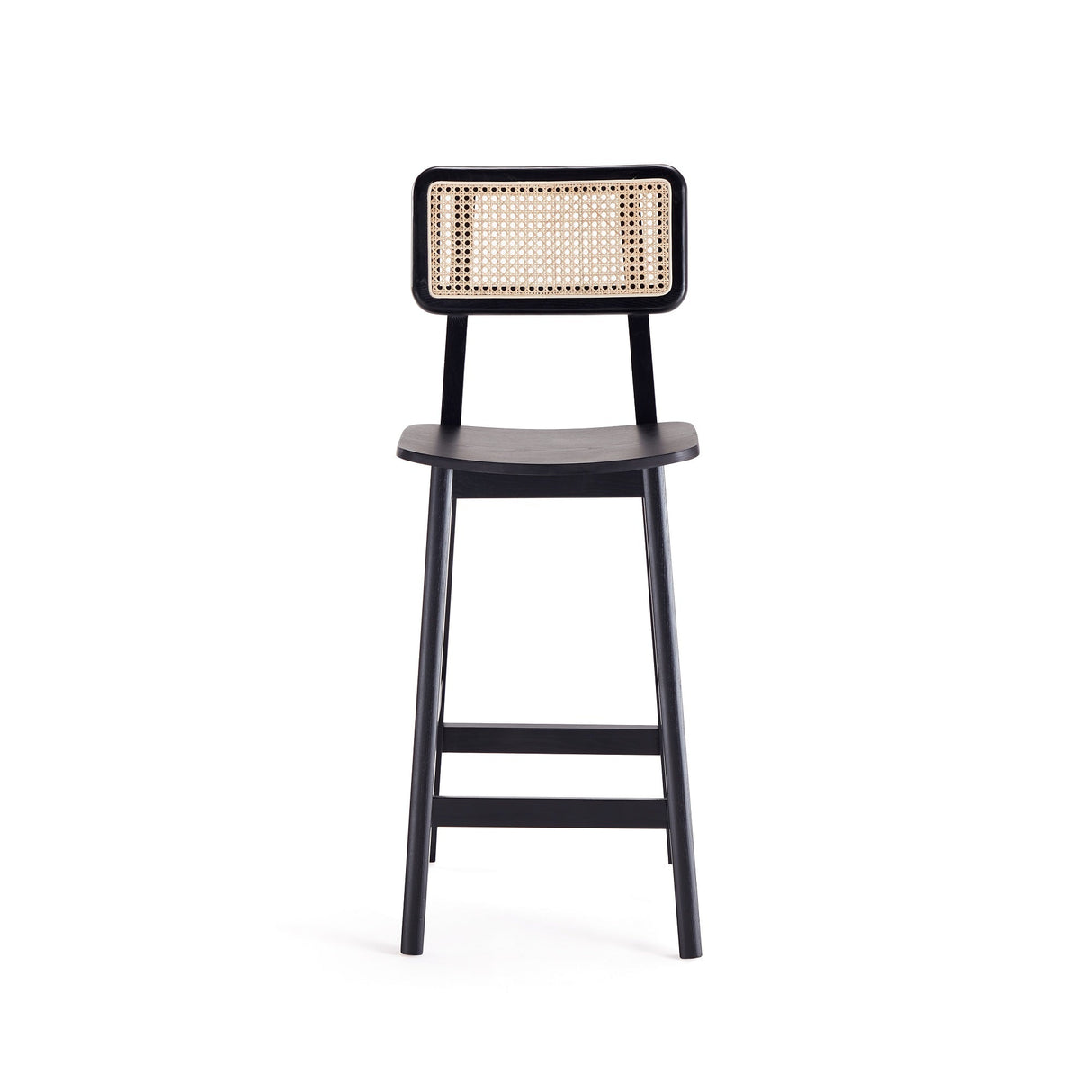 Versailles Counter Stool in Black and Natural Cane by Manhattan Comfort at Eve Furniture