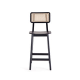 Versailles Counter Stool in Black and Natural Cane by Manhattan Comfort at Eve Furniture