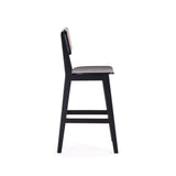 Versailles Counter Stool in Black and Natural Cane by Manhattan Comfort at Eve Furniture