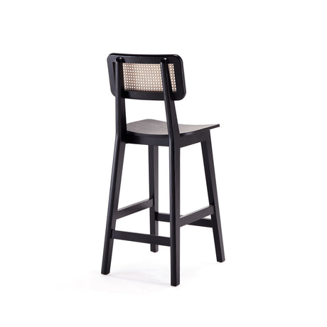 Versailles Counter Stool in Black and Natural Cane by Manhattan Comfort at Eve Furniture