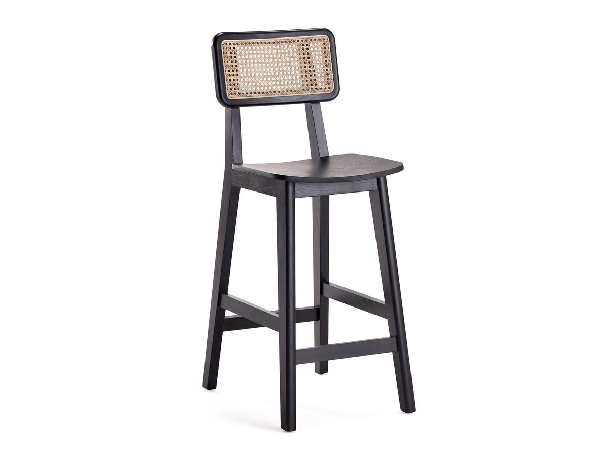 Versailles Counter Stool in Black and Natural Cane by Manhattan Comfort at Eve Furniture