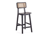 Versailles Counter Stool in Black and Natural Cane by Manhattan Comfort at Eve Furniture