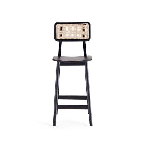 Versailles Counter Stool in Black and Natural Cane (set of 2) by Manhattan Comfort at Eve Furniture