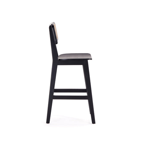 Versailles Counter Stool in Black and Natural Cane (set of 2) by Manhattan Comfort at Eve Furniture