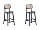 Versailles Counter Stool in Black and Natural Cane (set of 2) by Manhattan Comfort at Eve Furniture