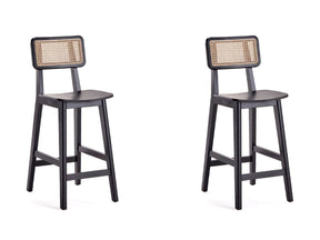 Versailles Counter Stool in Black and Natural Cane (set of 2) by Manhattan Comfort at Eve Furniture