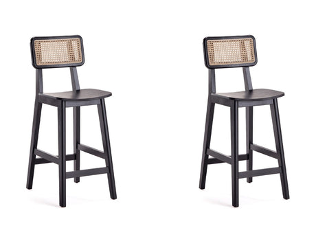 Versailles Counter Stool in Black and Natural Cane (set of 2) by Manhattan Comfort at Eve Furniture