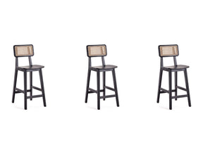 Versailles Counter Stool in Black and Natural Cane (set of 3) by Manhattan Comfort at Eve Furniture