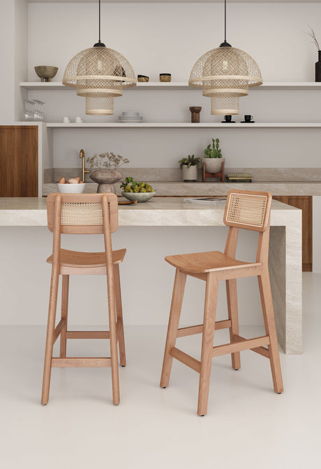 Versailles Counter Stool in Nature Cane by Manhattan Comfort at Eve Furniture