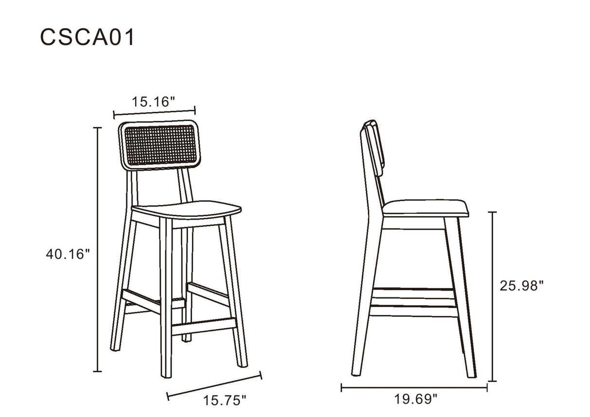 Versailles Counter Stool in Nature Cane by Manhattan Comfort at Eve Furniture