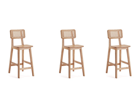 Versailles Counter Stool in Nature Cane (set of 3) by Manhattan Comfort at Eve Furniture