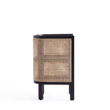 Versailles End Table in Black and Natural Cane by Manhattan Comfort at Eve Furniture