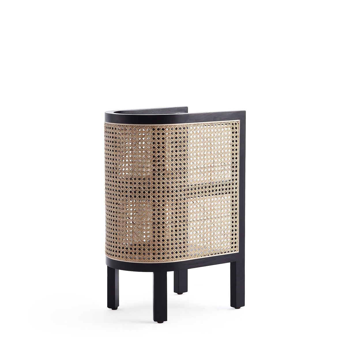 Versailles End Table in Black and Natural Cane by Manhattan Comfort at Eve Furniture