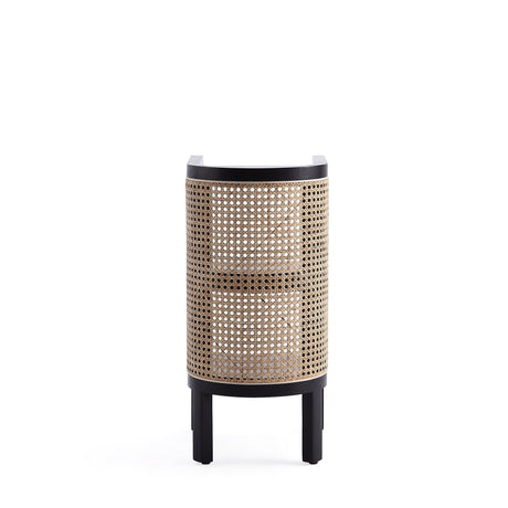 Versailles End Table in Black and Natural Cane by Manhattan Comfort at Eve Furniture