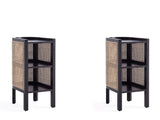 Versailles End Table in Black and Natural Cane (set of 2) by Manhattan Comfort at Eve Furniture