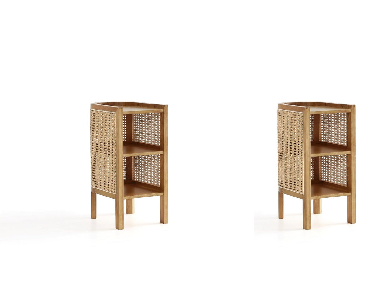 Versailles End Table in Nature Cane (set of 2) by Manhattan Comfort at Eve Furniture