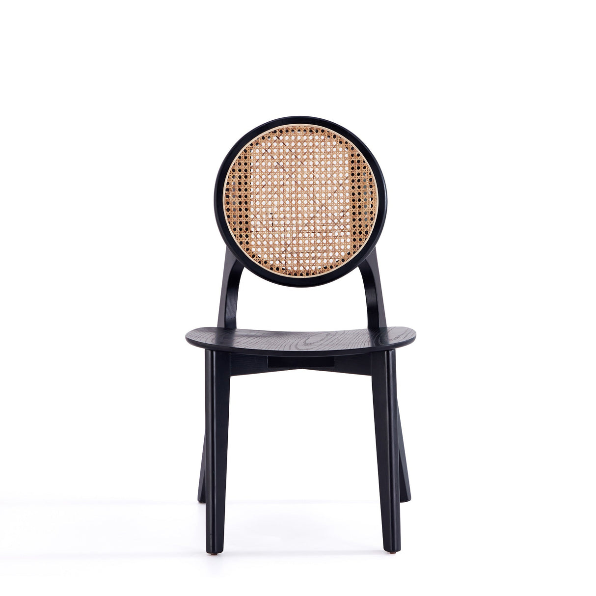 Versailles Round Dining Chair in Black and Natural Cane (set of 2) by Manhattan Comfort at Eve Furniture