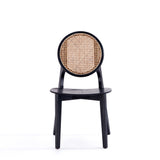 Versailles Round Dining Chair in Black and Natural Cane (set of 2) by Manhattan Comfort at Eve Furniture