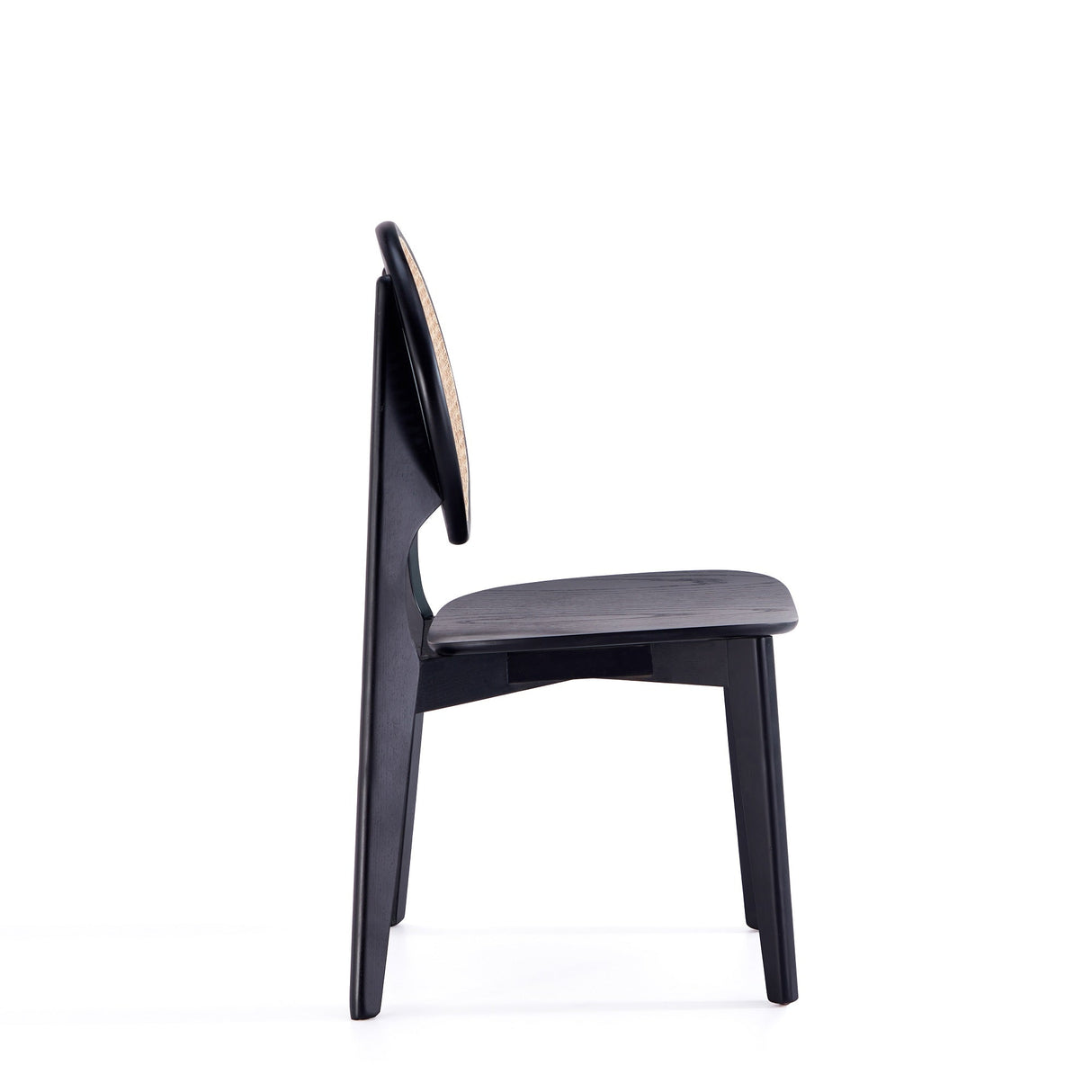 Versailles Round Dining Chair in Black and Natural Cane (set of 2) by Manhattan Comfort at Eve Furniture
