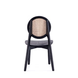 Versailles Round Dining Chair in Black and Natural Cane (set of 2) by Manhattan Comfort at Eve Furniture