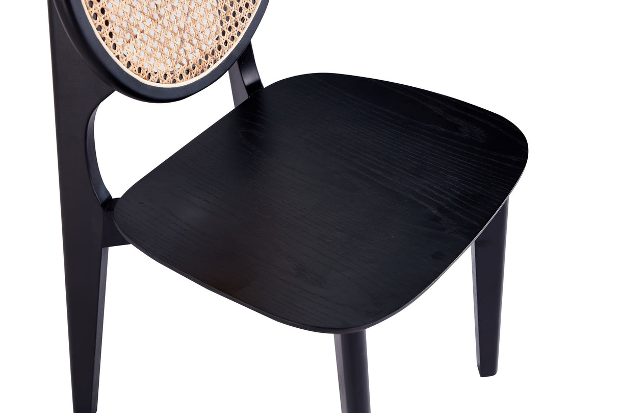Versailles Round Dining Chair in Black and Natural Cane (set of 2) by Manhattan Comfort at Eve Furniture