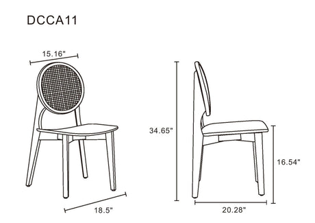 Versailles Round Dining Chair in Black and Natural Cane (set of 2) by Manhattan Comfort at Eve Furniture