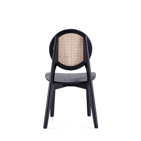 Versailles Round Dining Chair in Black and Natural Cane (set of 2) by Manhattan Comfort at Eve Furniture