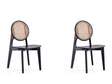 Versailles Round Dining Chair in Black and Natural Cane (set of 2) by Manhattan Comfort at Eve Furniture
