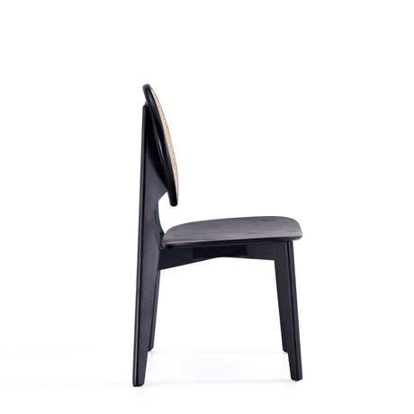 Versailles Round Dining Chair in Black and Natural Cane (set of 4) by Manhattan Comfort at Eve Furniture