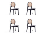 Versailles Round Dining Chair in Black and Natural Cane (set of 4) by Manhattan Comfort at Eve Furniture