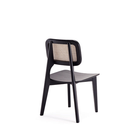 Versailles Square Dining Chair in Black and Natural Cane (set of 2) by Manhattan Comfort at Eve Furniture