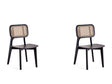 Versailles Square Dining Chair in Black and Natural Cane (set of 2) by Manhattan Comfort at Eve Furniture