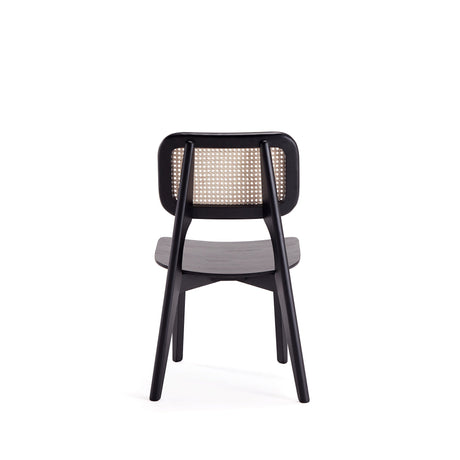 Versailles Square Dining Chair in Black and Natural Cane (set of 4) by Manhattan Comfort at Eve Furniture