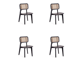 Versailles Square Dining Chair in Black and Natural Cane (set of 4) by Manhattan Comfort at Eve Furniture