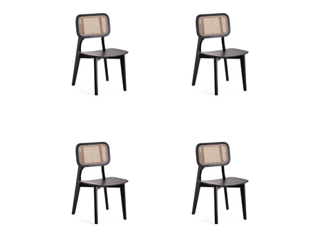 Versailles Square Dining Chair in Black and Natural Cane (set of 4) by Manhattan Comfort at Eve Furniture