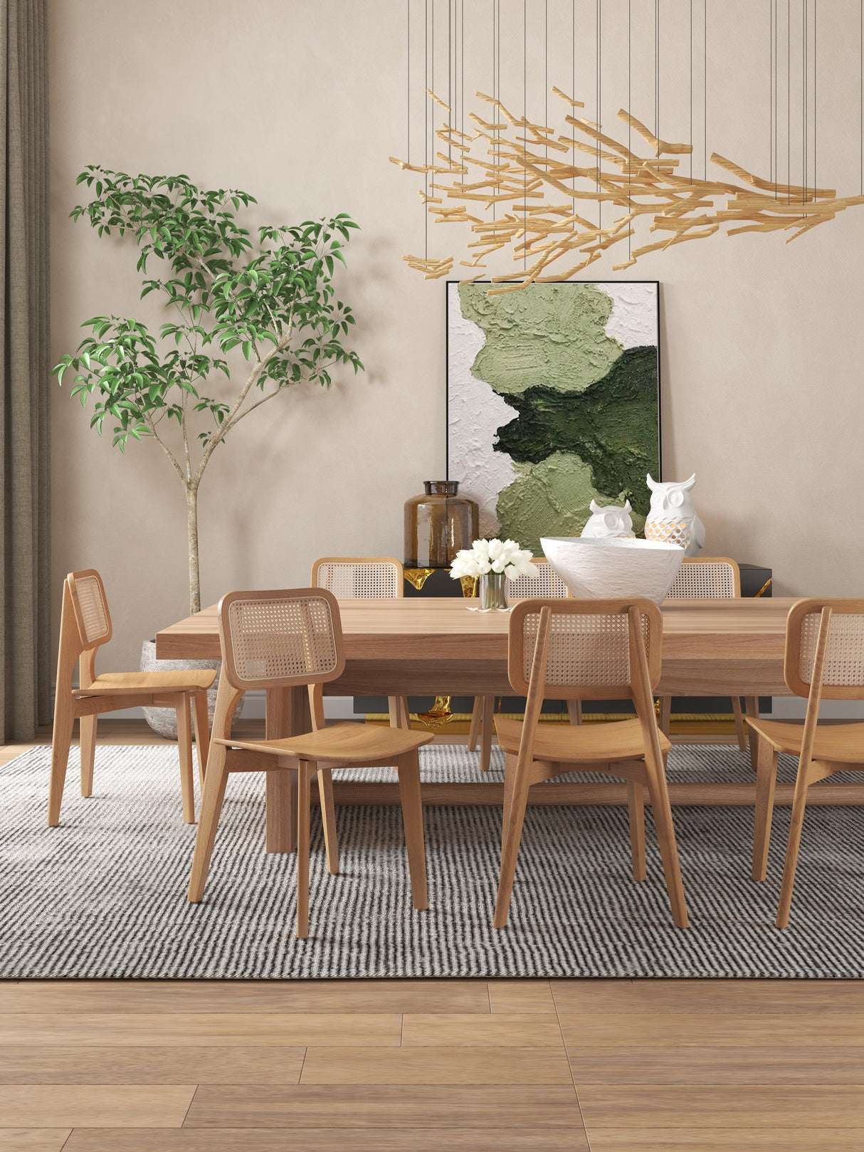 Versailles Square Dining Chair in Nature Cane (set of 2) by Manhattan Comfort at Eve Furniture