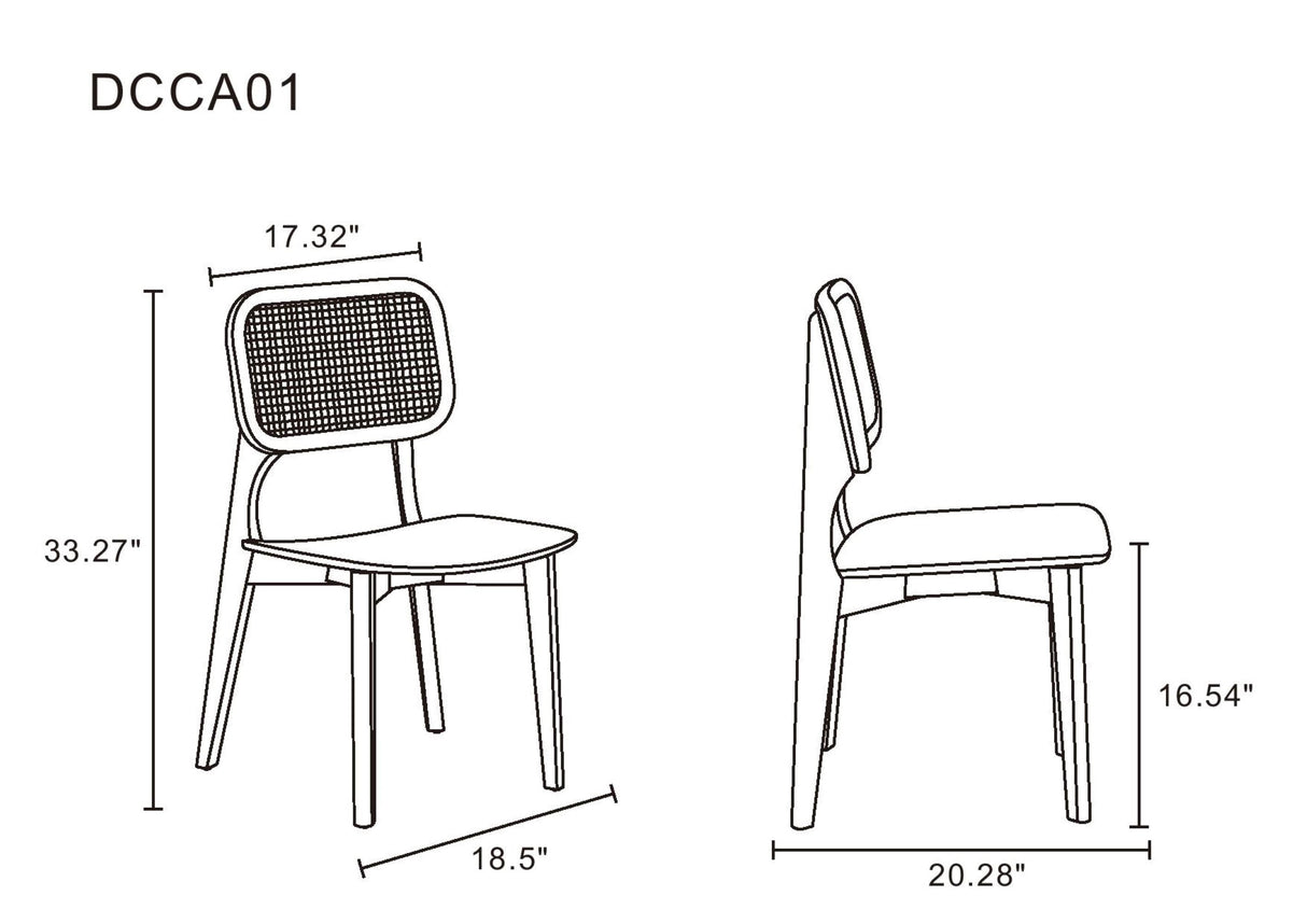 Versailles Square Dining Chair in Nature Cane (set of 2) by Manhattan Comfort at Eve Furniture
