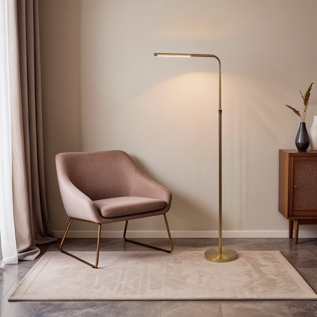 Verve Brassed Gold Floor Lamp with On/Off Switch Adjustable Led Round Base by Ashcroft Furniture at Eve Furniture