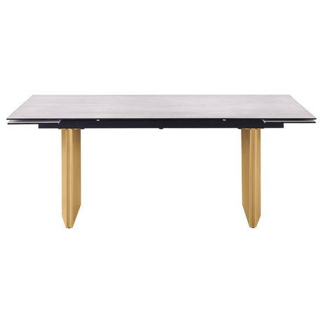 Vesa Beige Glass Top Extendable Dining Table by Coaster at Eve Furniture