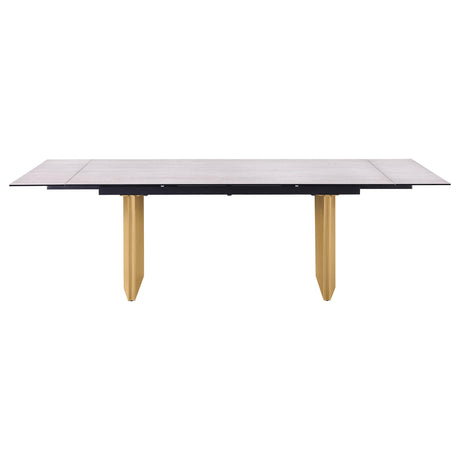 Vesa Beige Glass Top Extendable Dining Table by Coaster at Eve Furniture