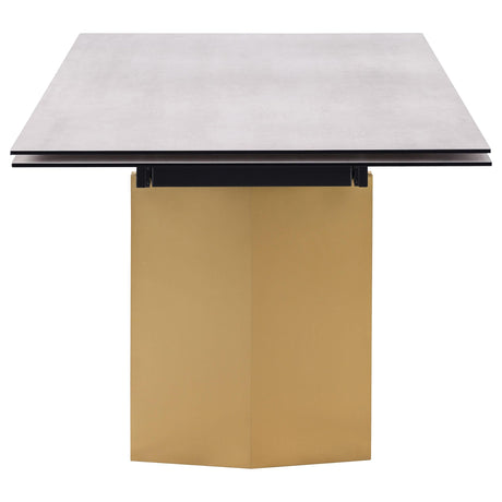 Vesa Beige Glass Top Extendable Dining Table by Coaster at Eve Furniture