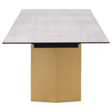 Vesa Beige Glass Top Extendable Dining Table by Coaster at Eve Furniture