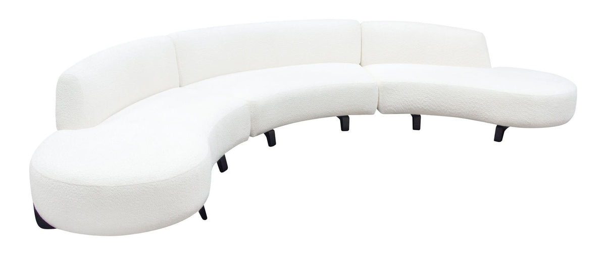 Vesper White/Black Faux Shearling 3-Pc Sectional by Diamond Sofa at Eve Furniture