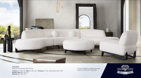 Vesper White/Black Faux Shearling 3-Piece Sectional by Diamond Sofa at Eve Furniture
