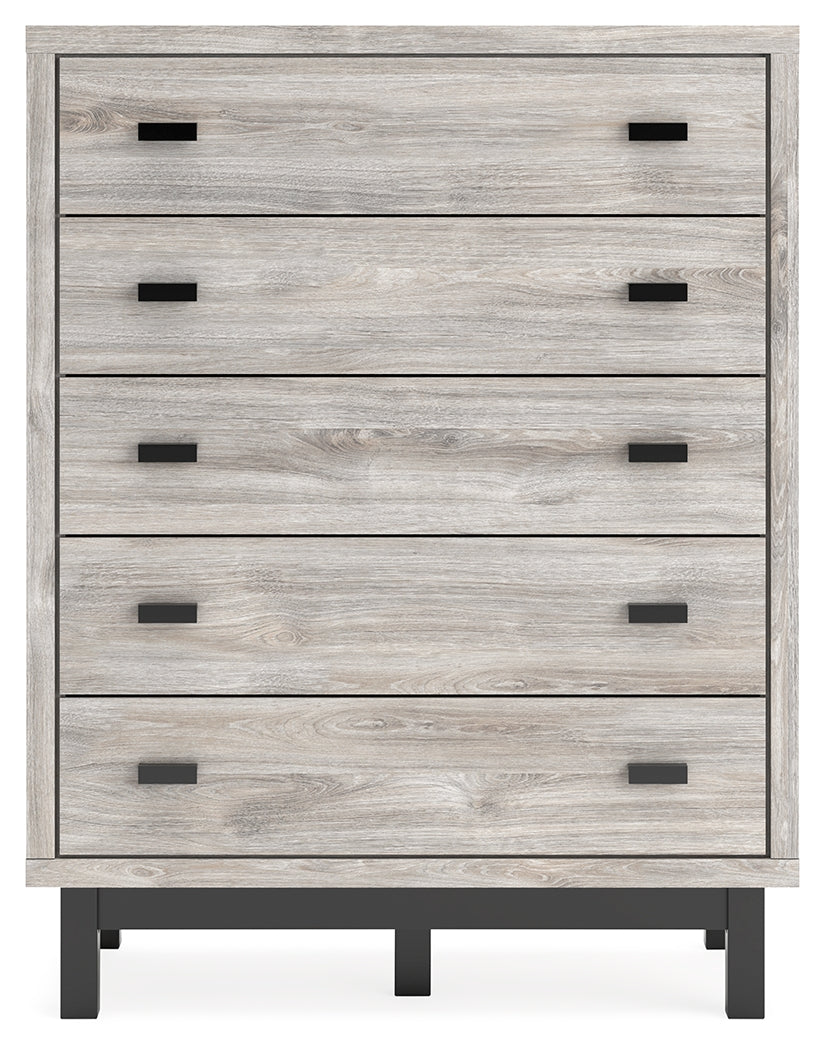 Vessalli Gray Panel Bedroom Set with 2 Nightstands by Ashley at Eve Furniture
