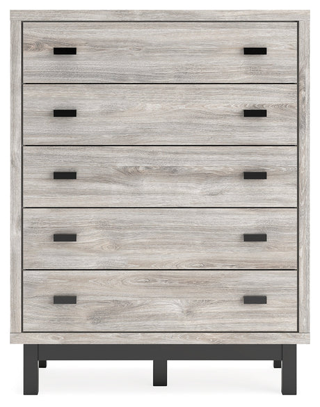 Vessalli Gray Panel Bedroom Set with 2 Nightstands by Ashley at Eve Furniture