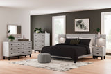 Vessalli Gray Panel Bedroom Set with 2 Nightstands by Ashley at Eve Furniture
